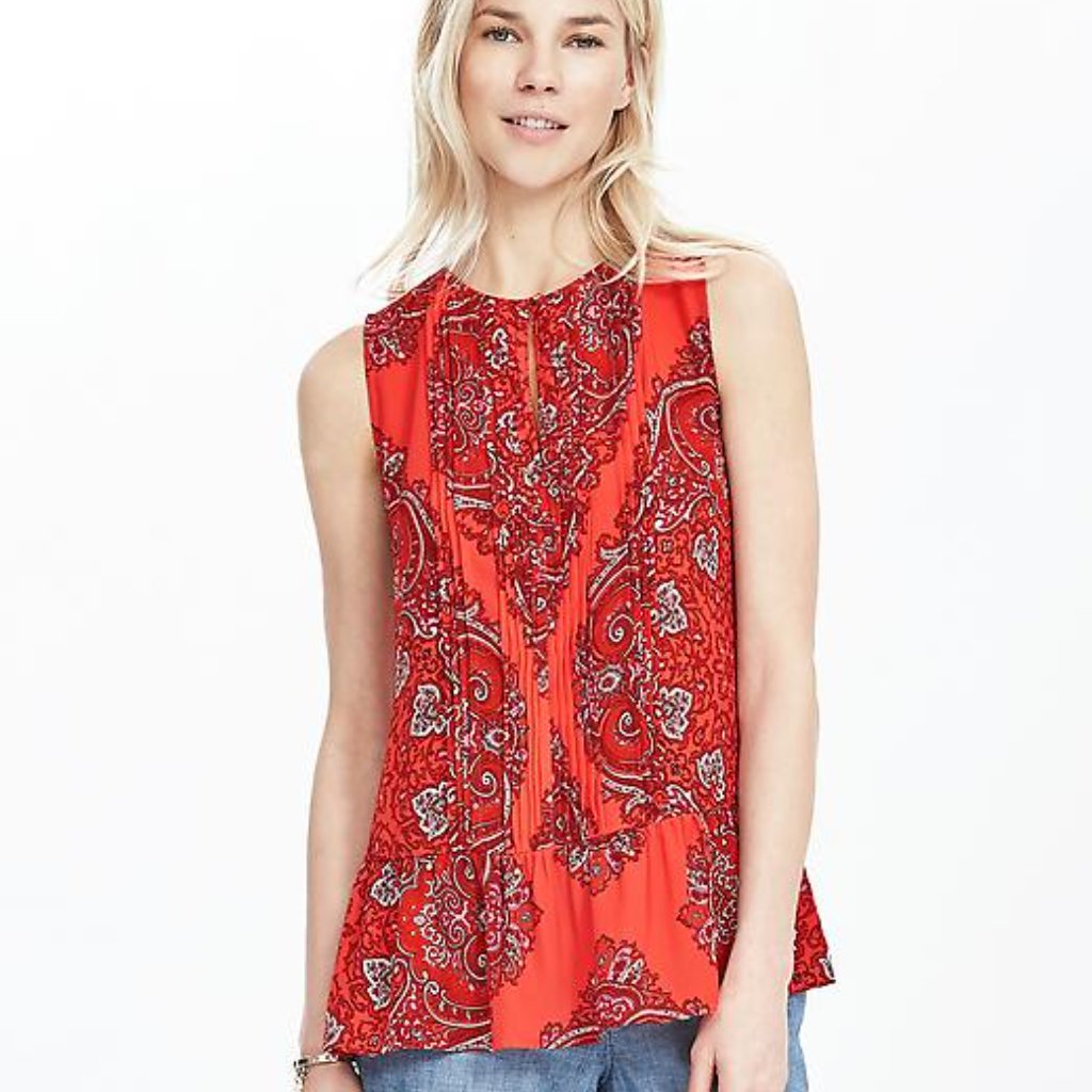 Banana Republic Paisley Pintuck